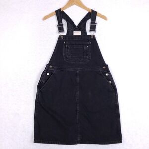 ASOS Denim Overall Dress 10 Black Pinafore Mini Jean Dress Utility 90s Grunge
